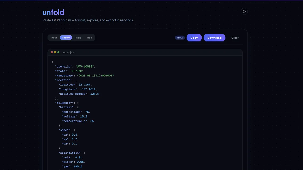 Unfold - JSON & CSV Formatter